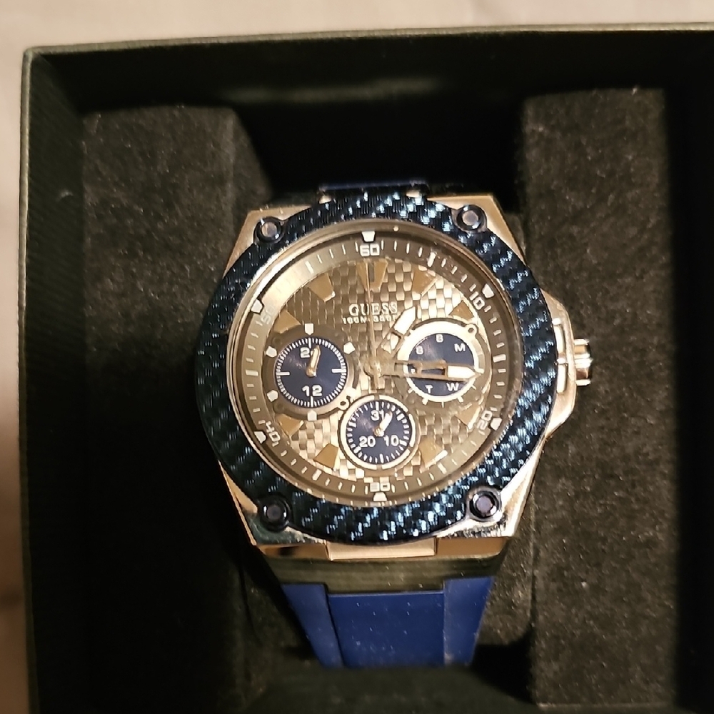 Guess Blue and Silver Watch